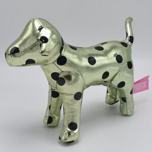 Victoria’s Secret PINK 6” Metallic Gold Polka Dot Dog Plush Limited Edition Y2K